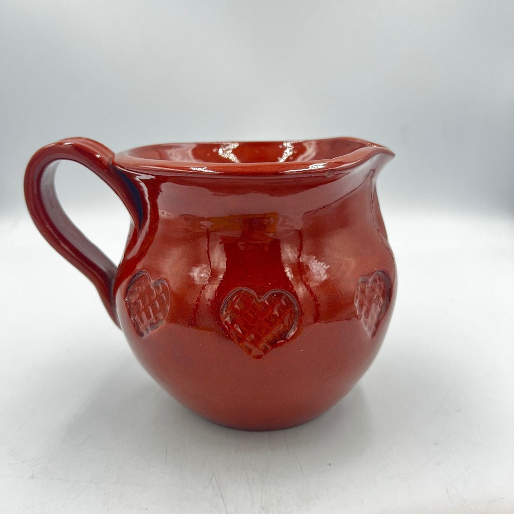 Ned Foltz Signed Pottery Pitcher 1985 Red Heart Studio Art 5"